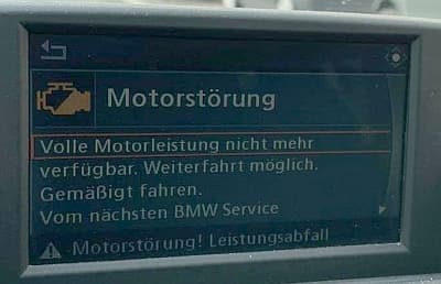 BMW Bordsystem: Fehlermeldungen bei Problemen mit der Steuerkette, älteres Display