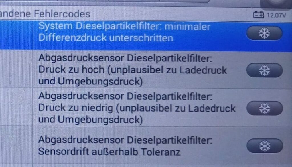 Abgasdrucksensor Dieselpartikelfilter: Druck zu hoch