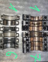 Stark verschlissene Haupt und Pleuellagerschalen aus dem BMW X6 mit N57 Motor